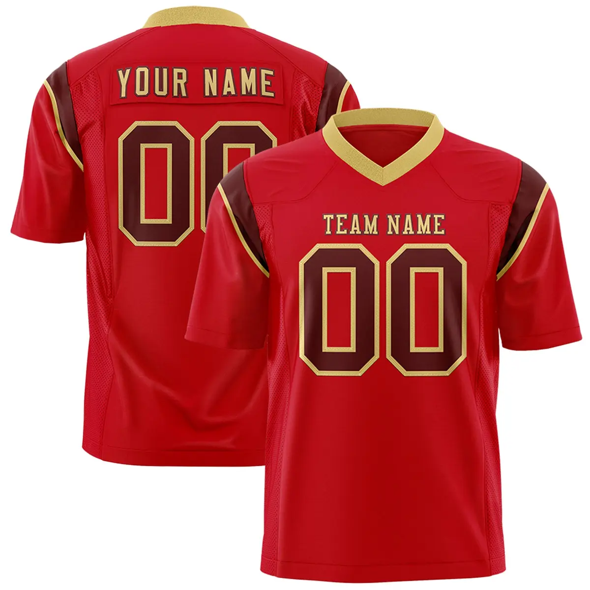 Red Crimson Shoulder Cut Two-Tone Flag Football Jersey