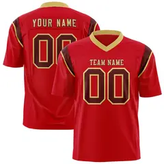 Red Crimson Shoulder Cut Two-Tone Flag Football Jersey 1
