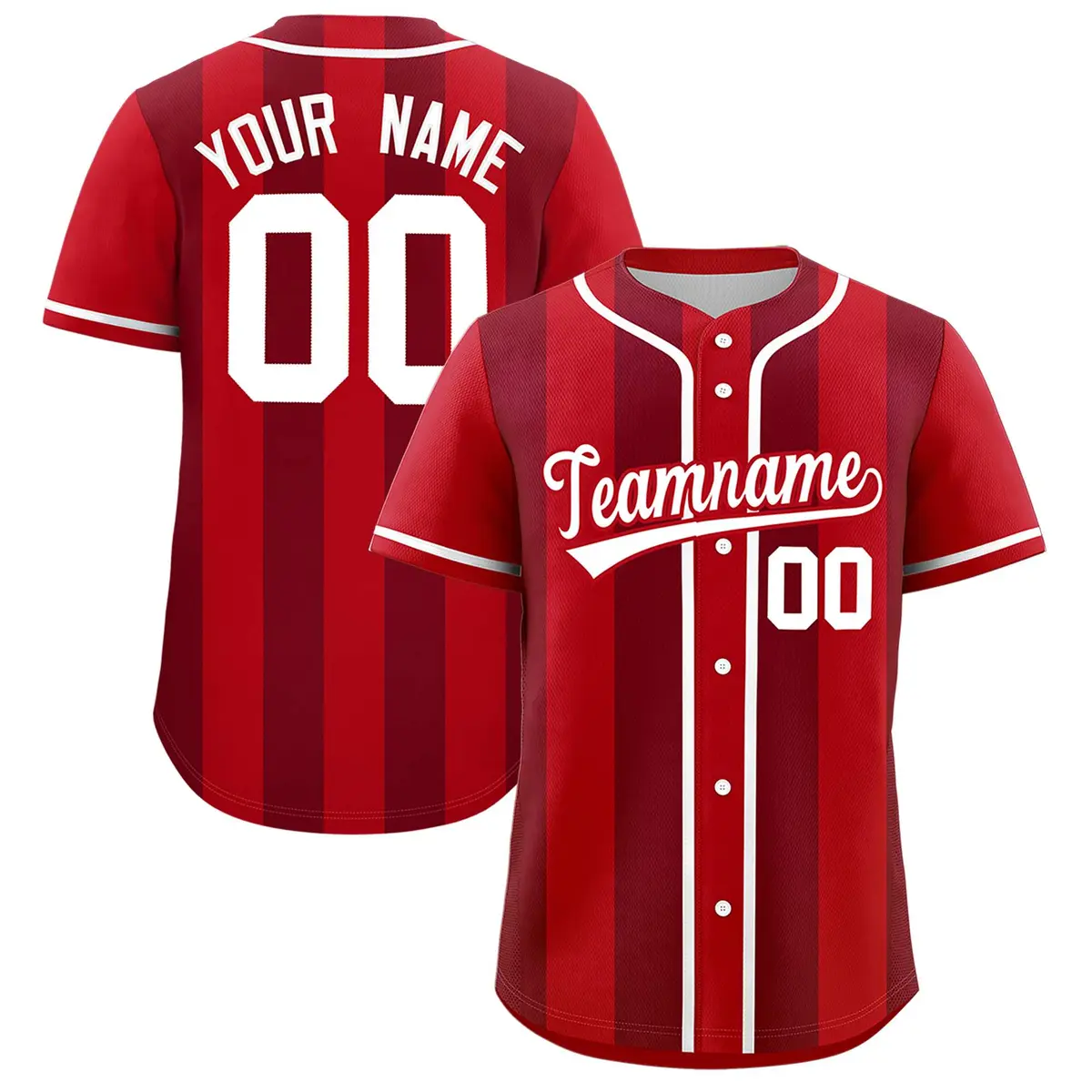 Red Crimson Thick Stripe Authentic Baseball Jersey