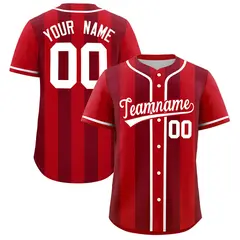 Red Crimson Thick Stripe Authentic Baseball Jersey
