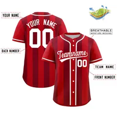 Red Crimson Thick Stripe Authentic Baseball Jersey 2