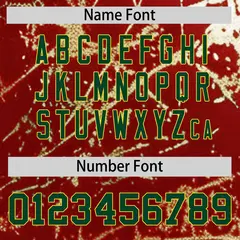 Red Dark Green Metallic Gold Splatter Baseball Jersey 5