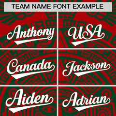 Red Dark Green White Graffiti Mexican Style Baseball Jersey 4