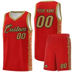 Red Desert Yellow Indians Pattern Basketball Uniform Jersey 1