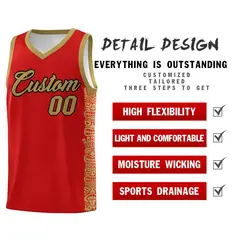 Red Desert Yellow Indians Pattern Basketball Uniform Jersey 2