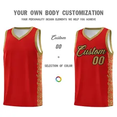 Red Desert Yellow Indians Pattern Basketball Uniform Jersey 3