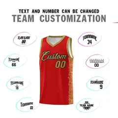 Red Desert Yellow Indians Pattern Basketball Uniform Jersey 4