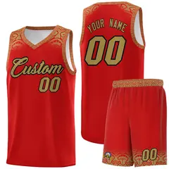 Red Desert Yellow Indians Print Basketball Uniform Jersey 1