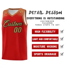 Red Desert Yellow Indians Print Basketball Uniform Jersey 2