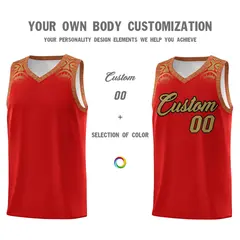 Red Desert Yellow Indians Print Basketball Uniform Jersey 3