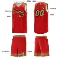 Red Desert Yellow Indians Print Basketball Uniform Jersey 5