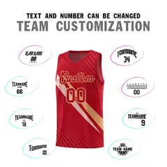 Red Diagonal Pinstripe Color Block Basketball Jersey 4