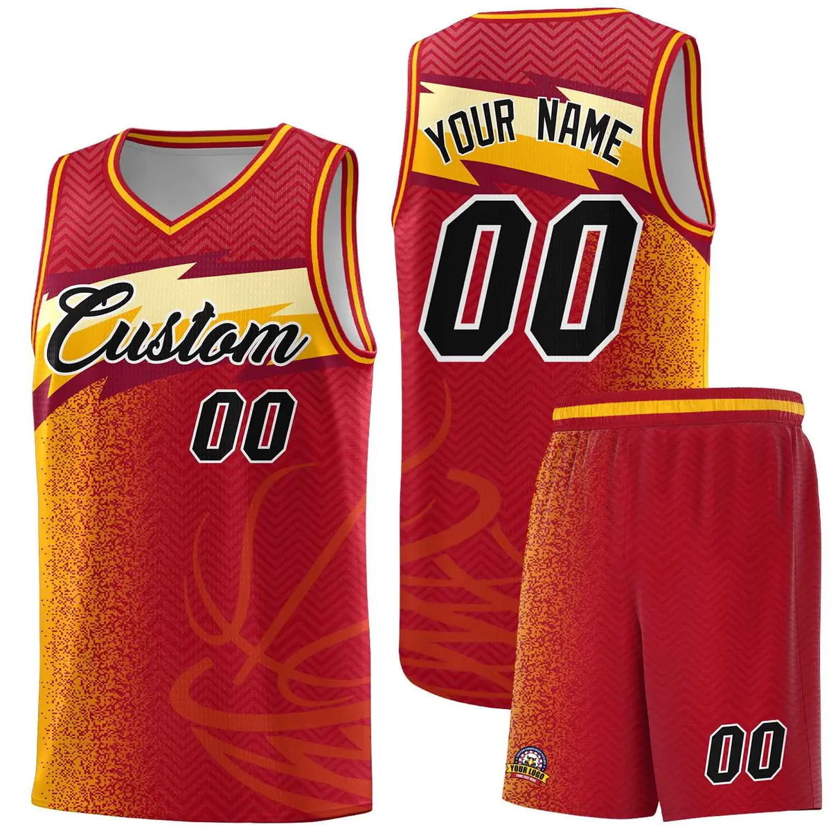 Red Dot Scatter Graffiti Pattern Basketball Jersey