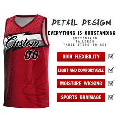 Red Dot Scatter Graffiti Pattern Basketball Jersey 4