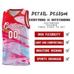 Red Fluid Painting Pattern Basketball Jersey 2