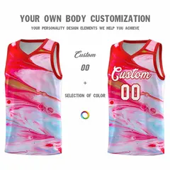 Red Fluid Painting Pattern Basketball Jersey 3