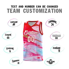 Red Fluid Painting Pattern Basketball Jersey 4