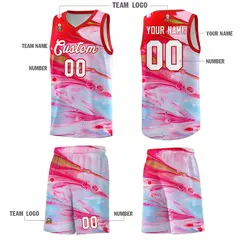 Red Fluid Painting Pattern Basketball Jersey 5