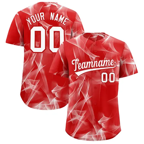 Red Fumes Graffiti Pattern Authentic Baseball Jersey