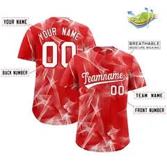 Red Fumes Graffiti Pattern Authentic Baseball Jersey 2
