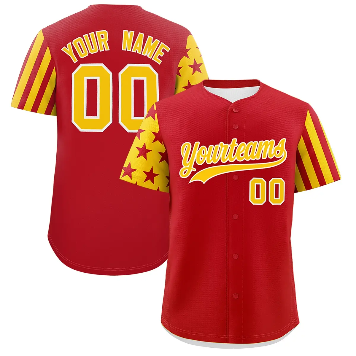 Red Gold American Flag Raglan Baseball Jersey