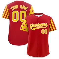 Red Gold American Flag Raglan Baseball Jersey 1