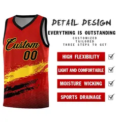 Red Gold and Black Graffiti Basketball Jersey 2