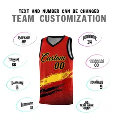 Red Gold and Black Graffiti Basketball Jersey 4