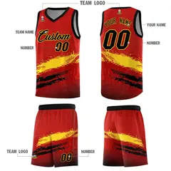 Red Gold and Black Graffiti Basketball Jersey 5