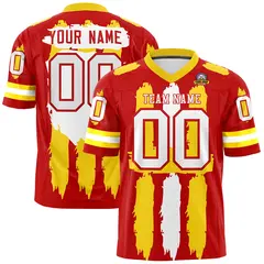 Red Gold and White Graffiti Flag Football Jersey 1
