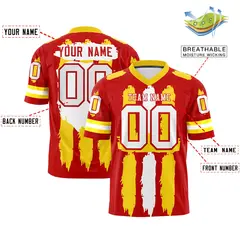Red Gold and White Graffiti Flag Football Jersey 2