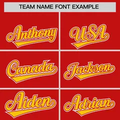 Red Gold and White Raglan Sleeves Baseball Jersey 3