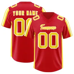 Red Gold and White Side Stripe Football Jersey 1