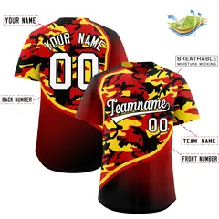Red Gold Black Camo Gradient Fashion Baseball Jersey 2