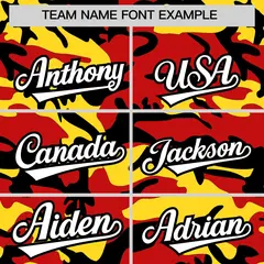 Red Gold Black Camo Gradient Fashion Baseball Jersey 3