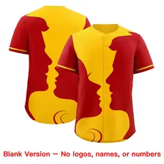 Red Gold Black Couple Silhouettes Valentine's Day Baseball Jersey 2