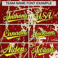 Red Gold Black & Shiny Gold Cracked Foil Baseball Jersey 4