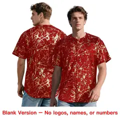 Red Gold Black & Shiny Gold Cracked Foil Baseball Jersey 7