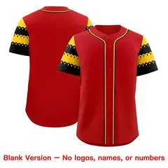 Red Gold Black Sleeve Flag Lace Baseball Jersey 7