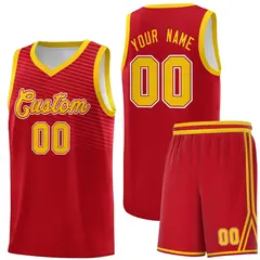 Red Gold Chest Slash Pattern Basketball Jersey 1