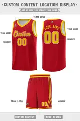 Red Gold Chest Slash Pattern Basketball Jersey 2