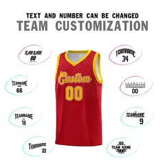 Red Gold Chest Slash Pattern Basketball Jersey 3