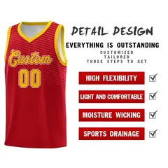 Red Gold Chest Slash Pattern Basketball Jersey 4