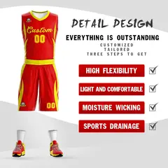 Red Gold Classic Mesh Basketball Jersey 2