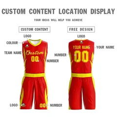 Red Gold Classic Mesh Basketball Jersey 3