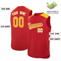 Red Gold Classic Sleeveless Baseball Jersey 2