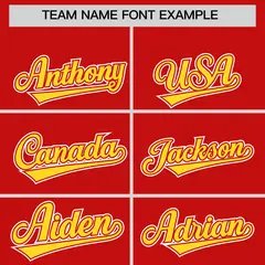 Red Gold Color Block Authentic Baseball Jersey 3