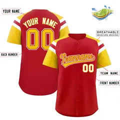 Red Gold Contrast Raglan Baseball Jersey 2