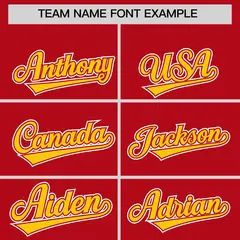 Red Gold Contrast Raglan Baseball Jersey 3