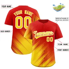 Red Gold Diagonal Stripe Gradient Fashion Baseball Jersey 2
